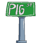 Street sign, that has "Pig st" text on it.