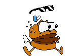 Burger Golfer's scared animation.