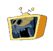 The Noise's final "multiple of ten" hurt TV animation, depicting Noise's skull (whilst still having his hat) in a dim background.