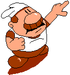 Gustavo pointing to the tower when the game begins in a new save.