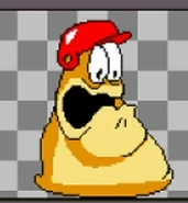 Big Cheese's falling sprite. It can be seen in McPig's "honey bunch of sprites" stream and as of now hasn't been found in any official builds.