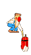 Pizzahead pulling up a stick of dynamite.