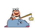 Gustavo & Brick's idle animation, where Brick sniffs towards the screen, and Gustavo scratches his chin.