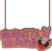 The sign in Noisette's Cafe room