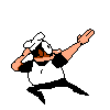 Peppino striking a flex while facing away from the camera. A nod to one of Wario's victory animations in Wario Land 4.