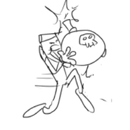 Pizzahead running with a comically large bomb.