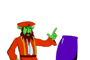 Old Captain Pizza Goblin's idle sprite.