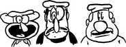 Sketches of Peppino, The Noise, and Gustavo.