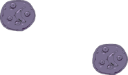 Background decoration #12. Some purple banana pizzas, a reference that was used for the base of Swedish Monkey.