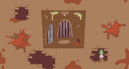 Background #1. Beige dungeon walls with large tomatoes splattered all over them.