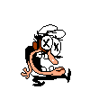 Peppino being shot by a Ranch Shooter's bullet, thus dying and turning into Ghost Peppino. Originally used as Peppino's death sprite before being replaced by the full version of the current death animation in the Desert build.