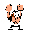 Peppino's idle animation while holding an enemy or a bomb.