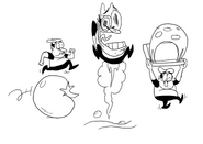 PizzaTowerBook 0023 Calque-33.png (609 KB) Transformation sketches. The middle one is currently the only one that made it, as the Firebutt Peppino form.