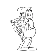 Pizzahead holding Peppino's old HUD from old demos.