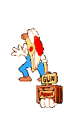 Pizzahead pulling up a revolver pickup. This animation does not appear if you play as the noise.