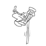 Pizzahead grabbing an object.