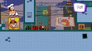 A screenshot of the unused Kung Fu level, Peppino is about to roll into a Barrel Block.