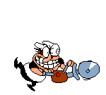 Buzzsaw Peppino hitting something.