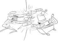 Mr. Stick beating the ever living hell out of the janitor’s equipment