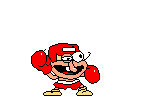 The Noise's idle animation before he swings Greaseball, depicted in boxer attire.