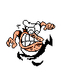 Peppinoscaredjump.gif (3 KB) Peppino in the air after getting bit by a Piraneapple.