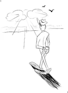 Mr. Stick staring off into the distance