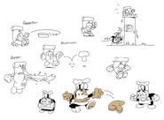 Sketch drawn by Pizza Tower Guy, jokingly showing Peppino's past as the antagonist of a fictional videogame, in a reference to Wario's backstory.