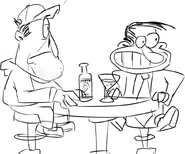 Bar.png (153 KB) Peppino in casual clothes, sitting with a costumeless Noise.