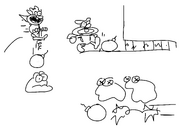 Concept art of The Noise's moveset involving the Noise Bomb move, which was originally going to be a much more important part of his moveset.