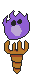 A torch with a purple flame.