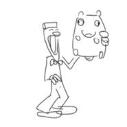 Pizzahead holding a Stupid Rat.