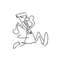 Pizzahead running away from the bomb.