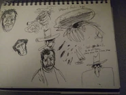 Multiple doodles, including mr. Stick