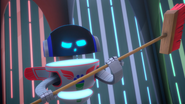 PJ Robot still armed with a broom