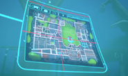 Map of the city, featuring the park