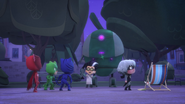 Romeo and Robot appear in front the PJ Masks and Luna Girl