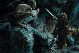 In The Lord of the Rings: The Fellowship of the Ring (2001) Gollum can be  seen swinging his balls suggestively. This is a reference to the fact that  I actually watched the