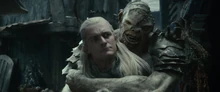 Legolas is incapacitated by Bolg