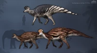 Concept art of Lambeosaurus before the crest redesign.