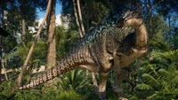 A male Spectrum Ouranosaurus standing in a lush forest.