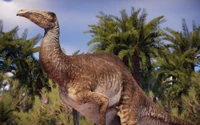 DeinochPetrichorOasis.png (4.94 MB) A Deinocheirus staring into the air at an oasis.