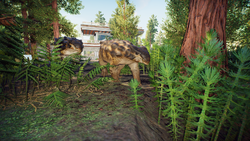 A baby Ankylosaurus with its mother