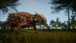 An Ankylosaurus in a tropical environment. (Outdated model)