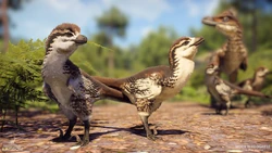 The first revealed screenshot of baby Velociraptors, released in conjunction with the first Prehistoric Kingdom Pateron Dev Report on January 29th 2025.