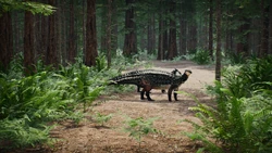 Two Scelidosaurus in a forest.