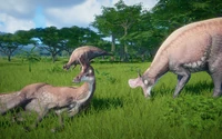 A small herd of Chestnut Lambeosaurus.