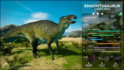 Edmontosaurus Species Profile with Outdated Model and Skins, as seen in the July 2019 Devlog.