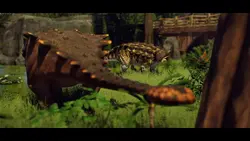 Two Ankylosaurus facing eachother