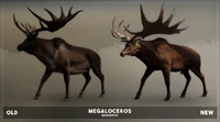 Render comparing old Megaloceros model to current, as seen in the September 2019 Devlog.