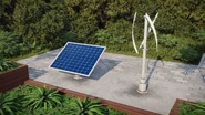 A solar panel and small wind turbine.